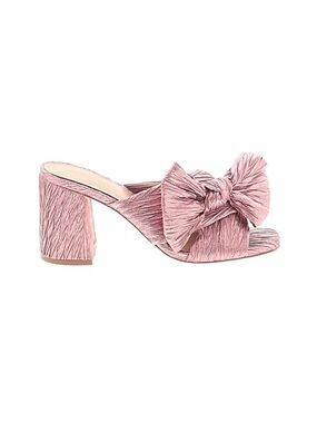 Metallic Pink Bow Block Heel Mules